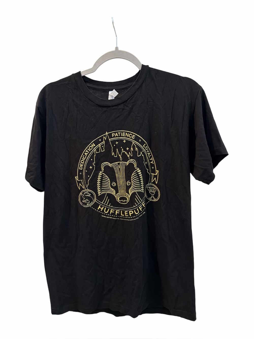 HARRY POTTER Hufflepuff Black Graphic Print Tee size large